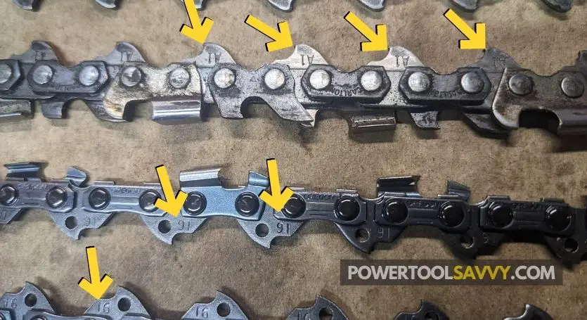 What does the number stamped on chain drive links mean