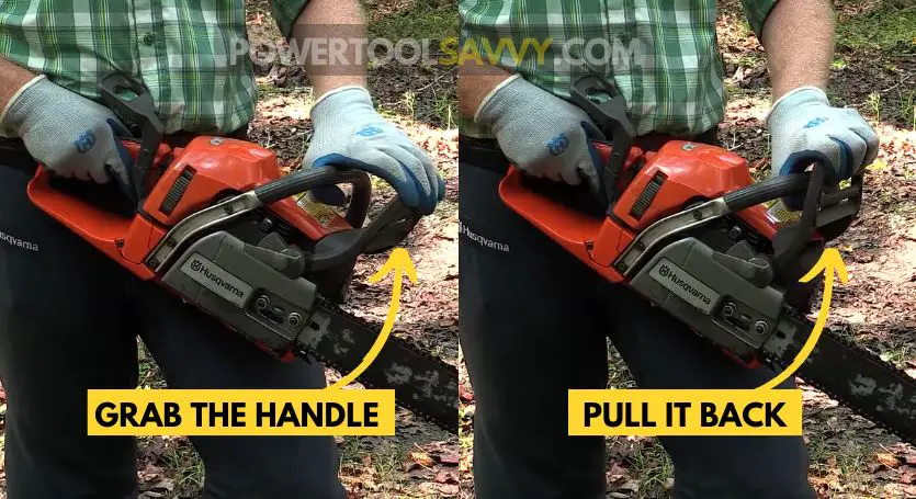 how to release chainsaw chain brake
