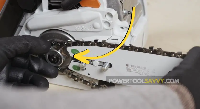 installing chain on chainsaw sprocket