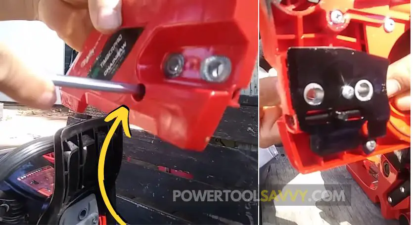 testing chainsaw tensioner screw