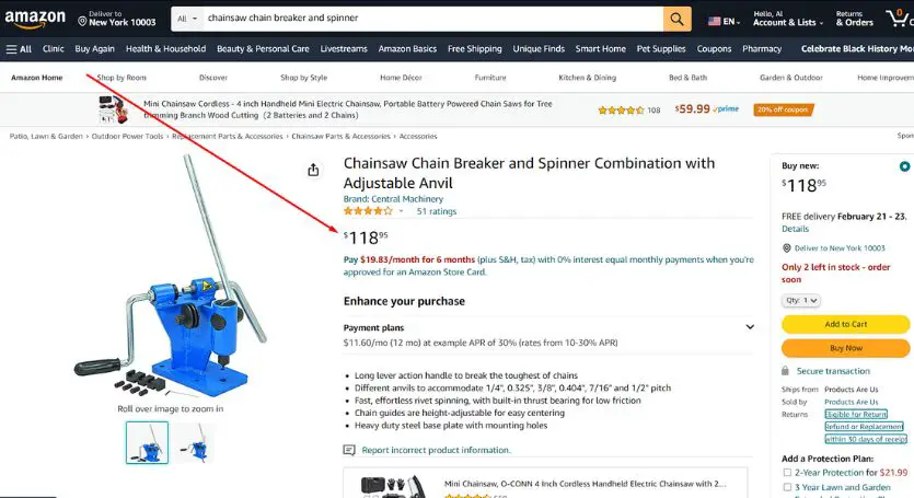 chainsaw chain breaker and spinner price