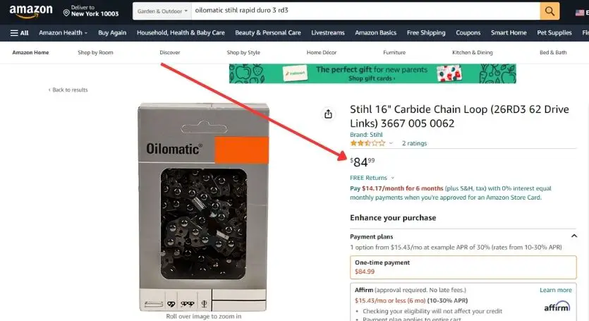 carbide chainsaw chain price