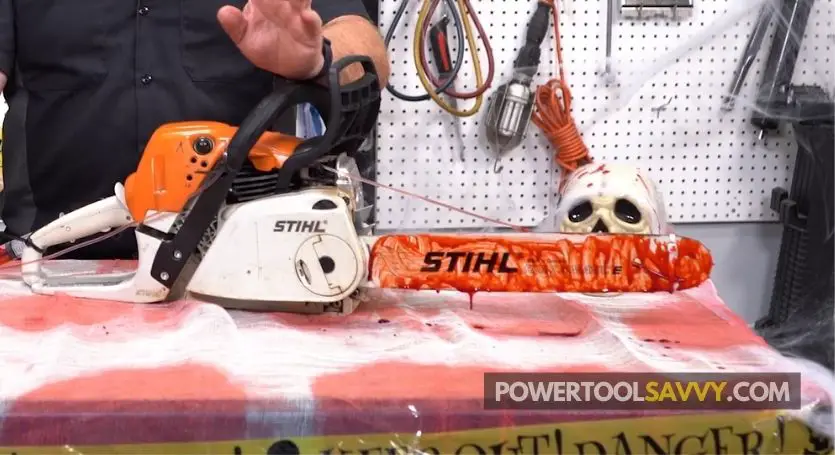 prepping chainsaw for halloween