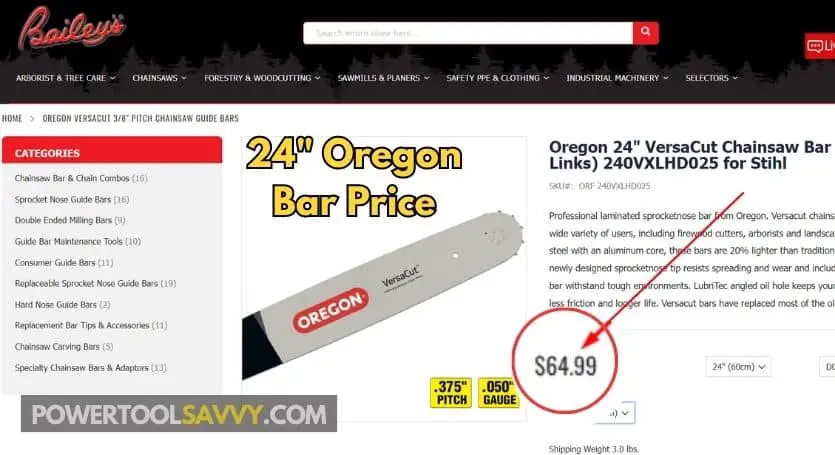 24-inch oregon chainsaw bar price