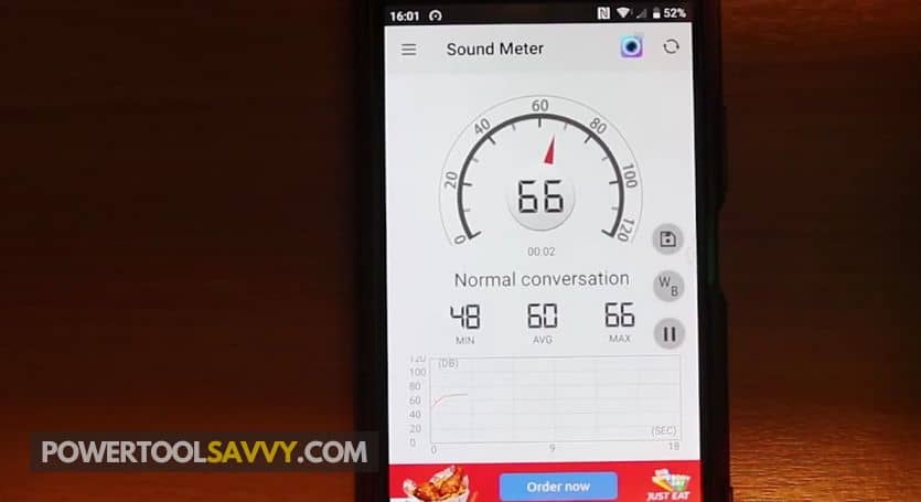 measuring sound using a smartphone app.