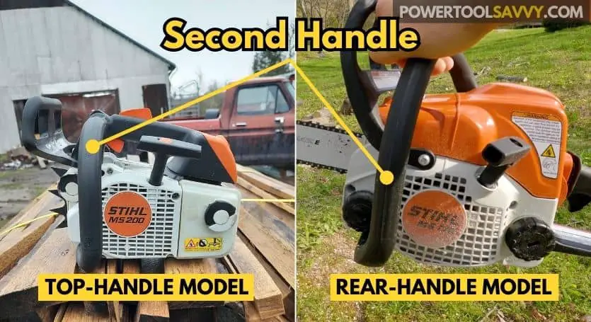 top-handle vs rear-handle chainsaw - second handle