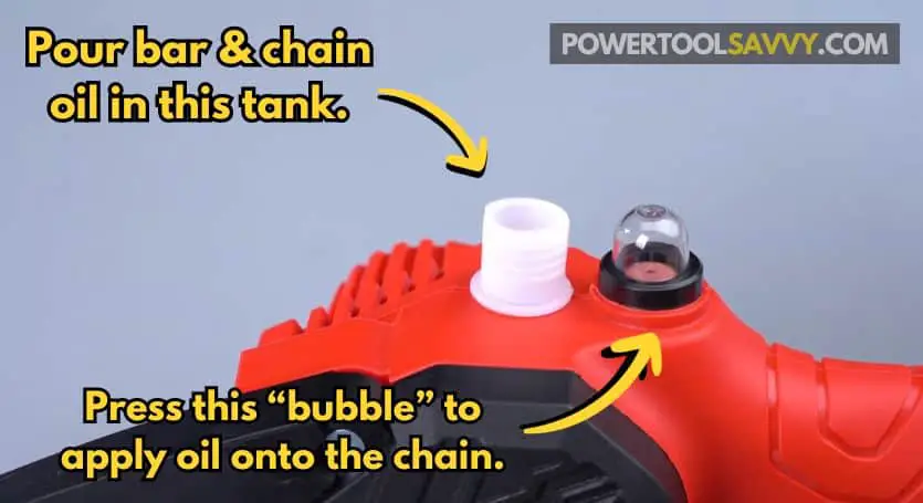 how to oil a mini chainsaw with an oil tank